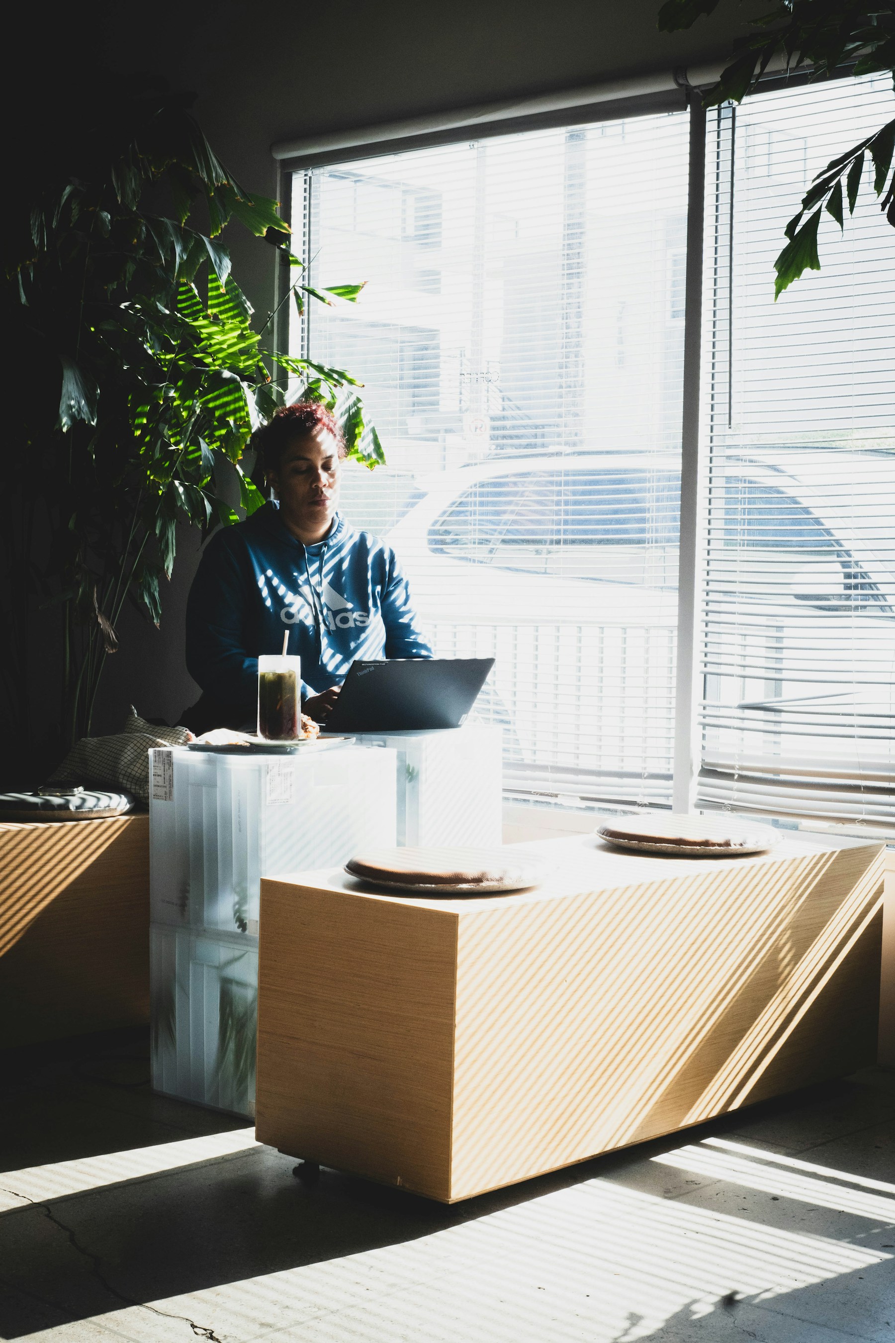 A bright, sunlit workspace for a connected team
